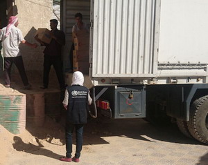 WHO delivers over 17 tons of life-saving medicines and medical equipment to the newly accessible city of Douma